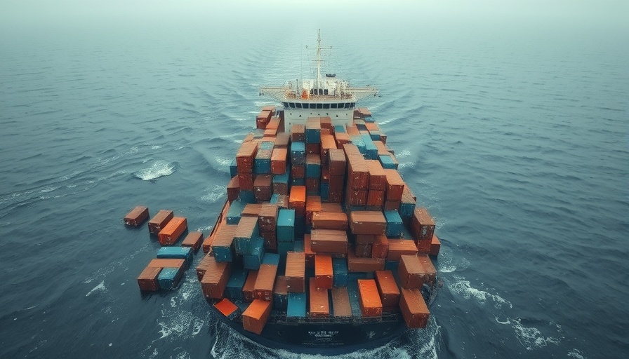 Cargo containers fallen off ship in Long Beach, aerial view.