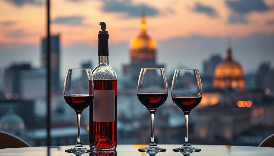 Sav Blanc by Kev, wine bottle with glasses in warm evening setting.