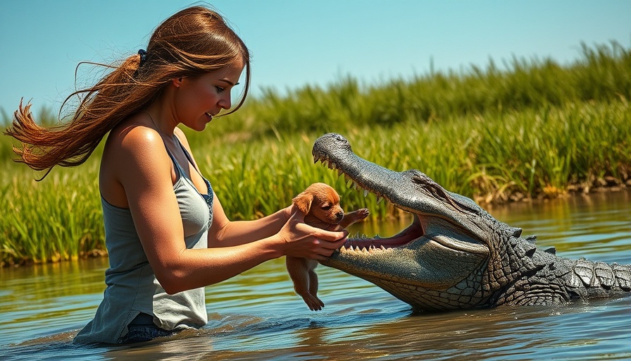 Florida woman in a brave act confronting an alligator to save her puppy.
