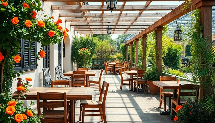 Sustainable Supper Club Miami's garden patio with lush flowers.