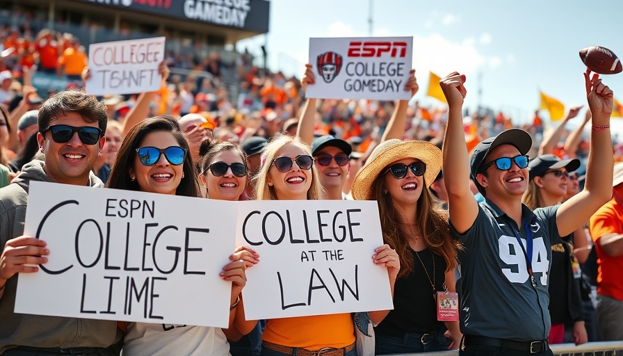 ESPN College GameDay Miami enthusiastic fans holding signs.