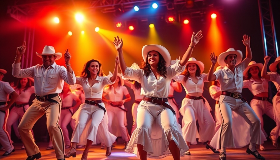 Performers in cowboy costumes dance energetically on stage during Beyoncé Cowboy Carter Tour.