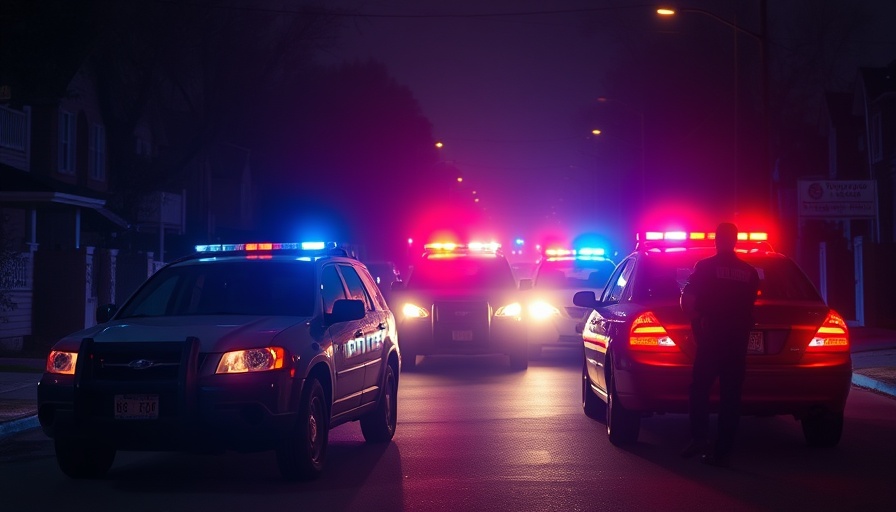 Emergency response scene with police vehicles during Tamarac shooting incident, nighttime.