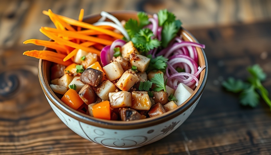 Appetizing poke bowl as a quick meal in Miami