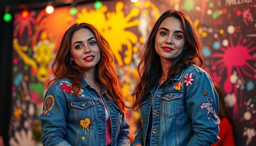 Women at a colorful unique art activity in Miami night event.
