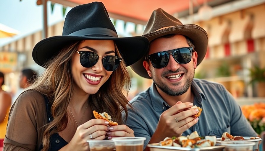 Enjoying seafood at South Beach Seafood Festival in tropical setting.