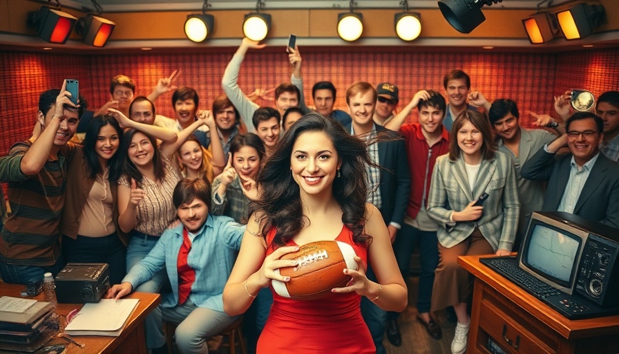 Vintage broadcasting collage featuring Jayne Kennedy in sports broadcasting