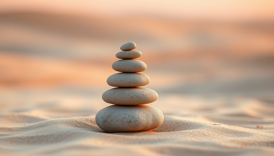 Jazmyn Keann White Voices For One serene stone stack at sunset