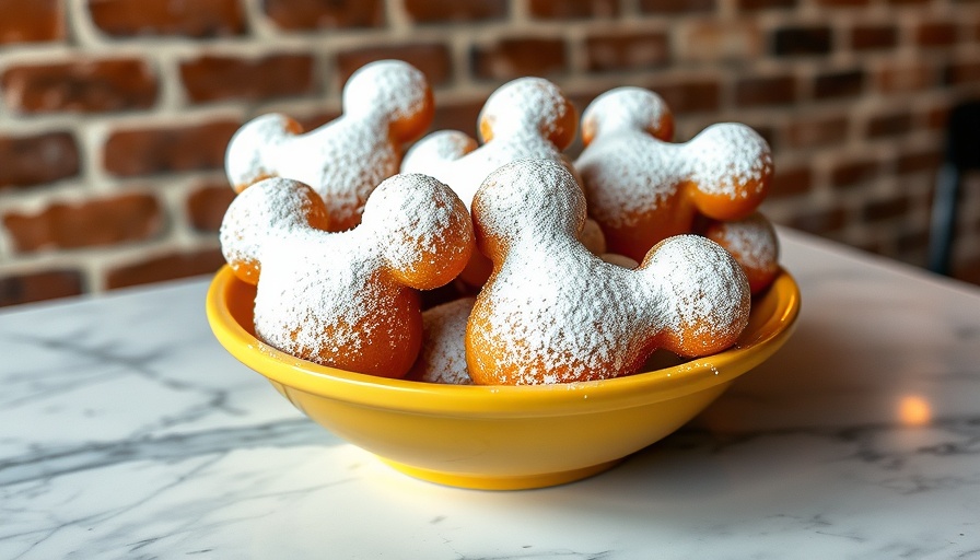Mickey Mouse-shaped beignets at Disney World dining experience.