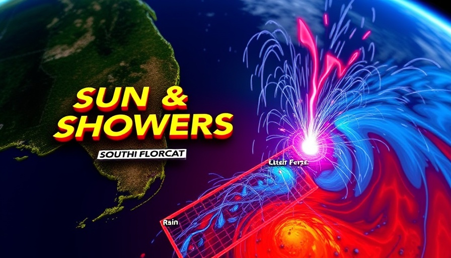 South Florida weekend weather map showing rain and sun forecast.