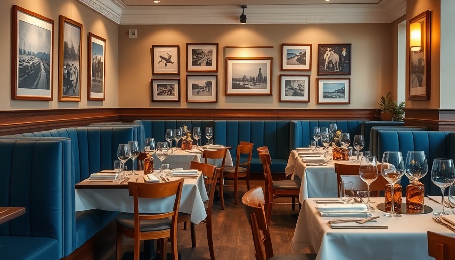 Chic Miami restaurant interior with elegant tables.