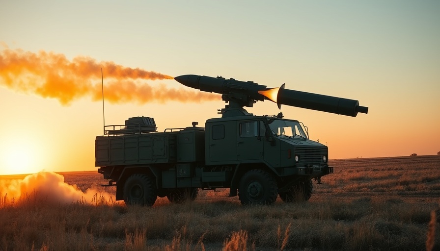 Military rocket launch during Russian attack on Ukraine at sunset.