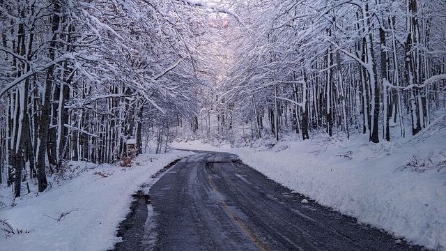 Indiana road safety after winter snowstorm with snow piles.