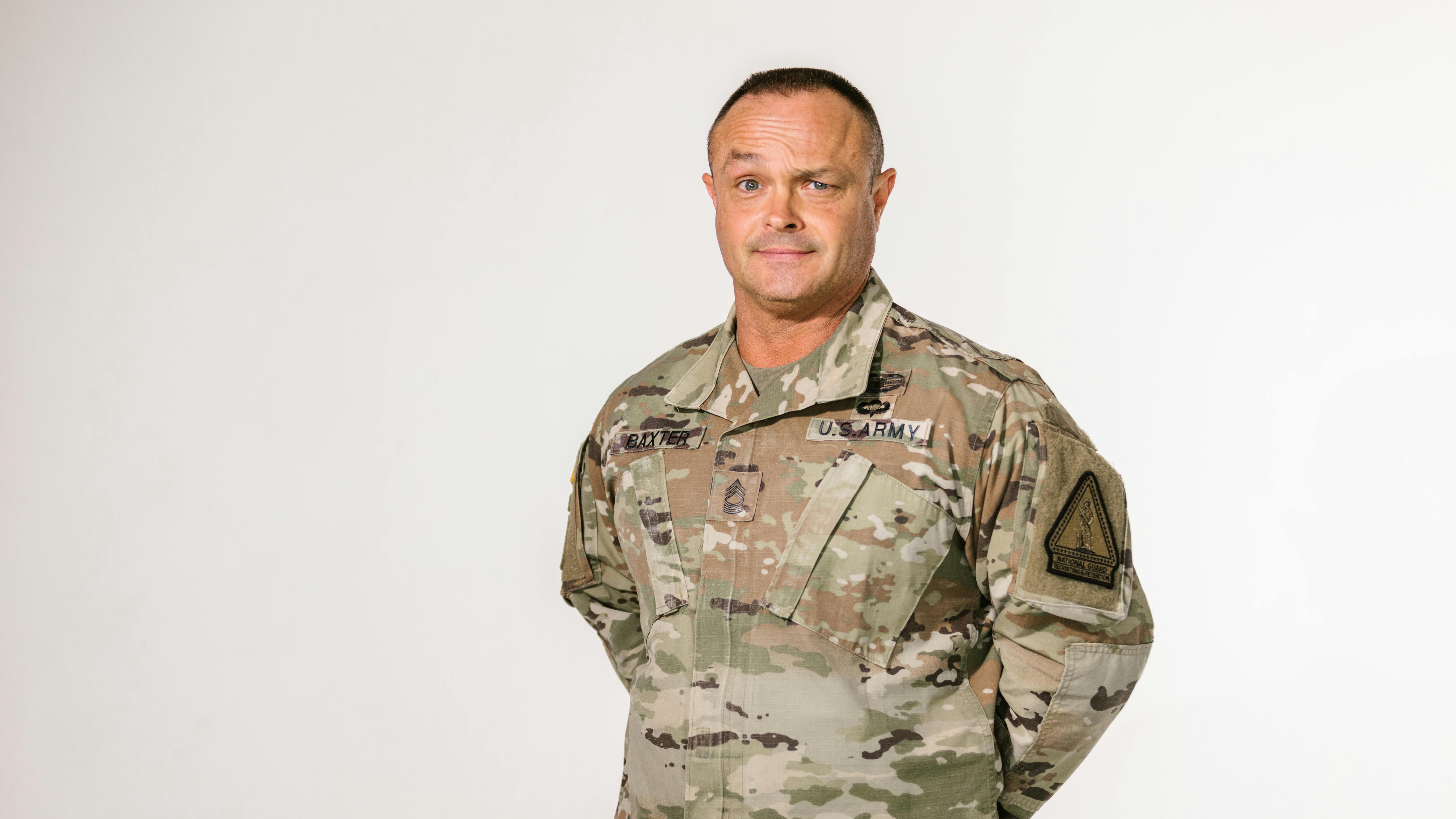 Black and white soldier portrait depicting valor in action.