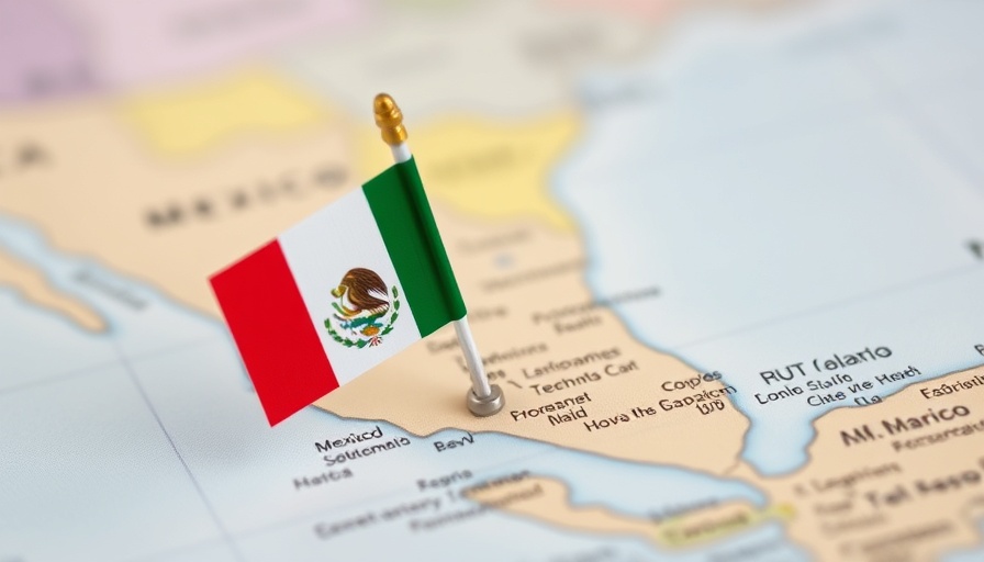 Map of Mexico with flag symbolizing Mexico AI legislation.