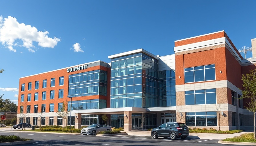 Modern outpatient medical campus in Omaha, bright sunny day