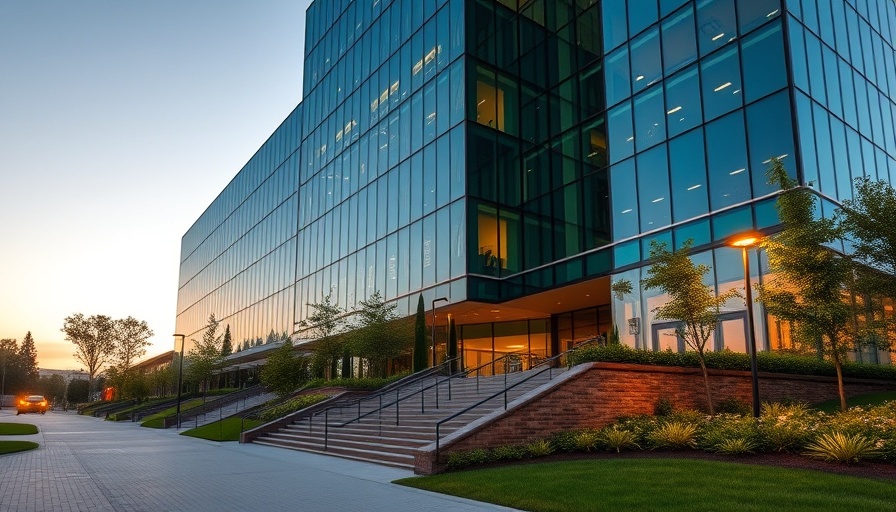 Modern building entrance related to broadband infrastructure funding