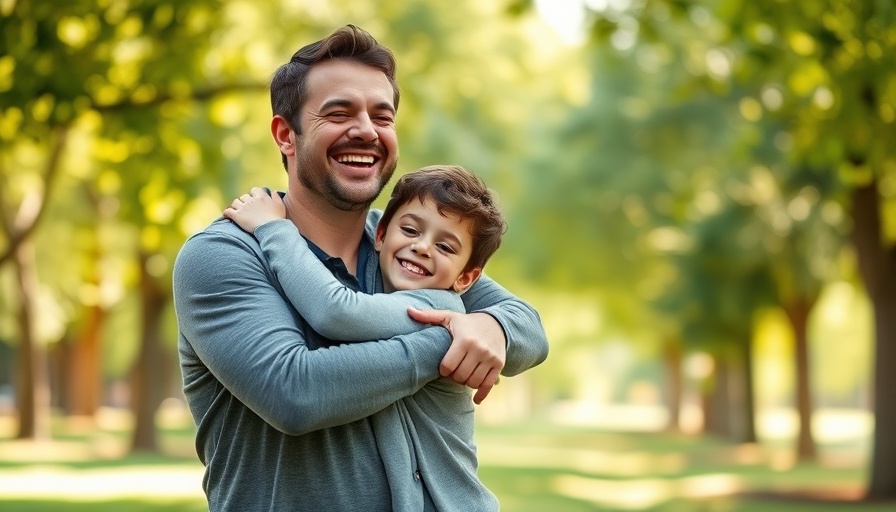 Father and son sharing a joyful moment outdoors.