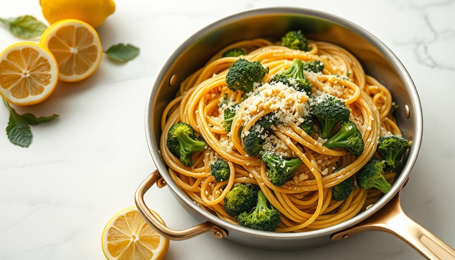 Healthy family meals: broccoli pasta with cheese in a pan