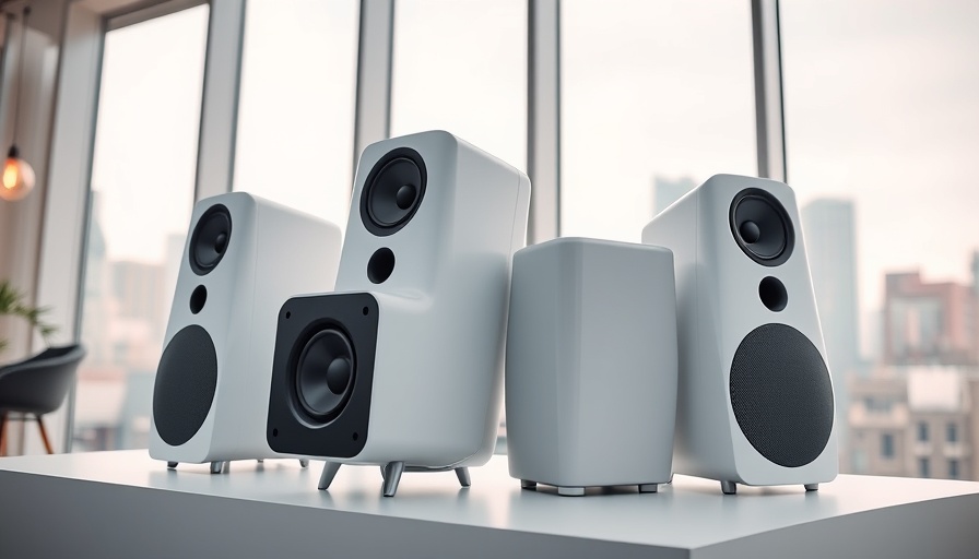 Sleek smart speakers for 2025 in a showroom display.