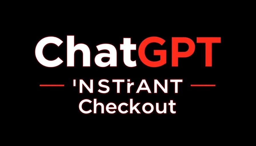 Bold typography highlighting ChatGPT Instant Checkout feature.