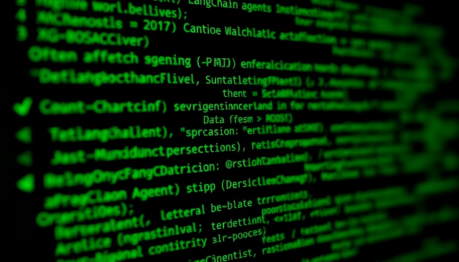 Vibrant green and black machine learning pipeline with LangChain and XGBoost code.