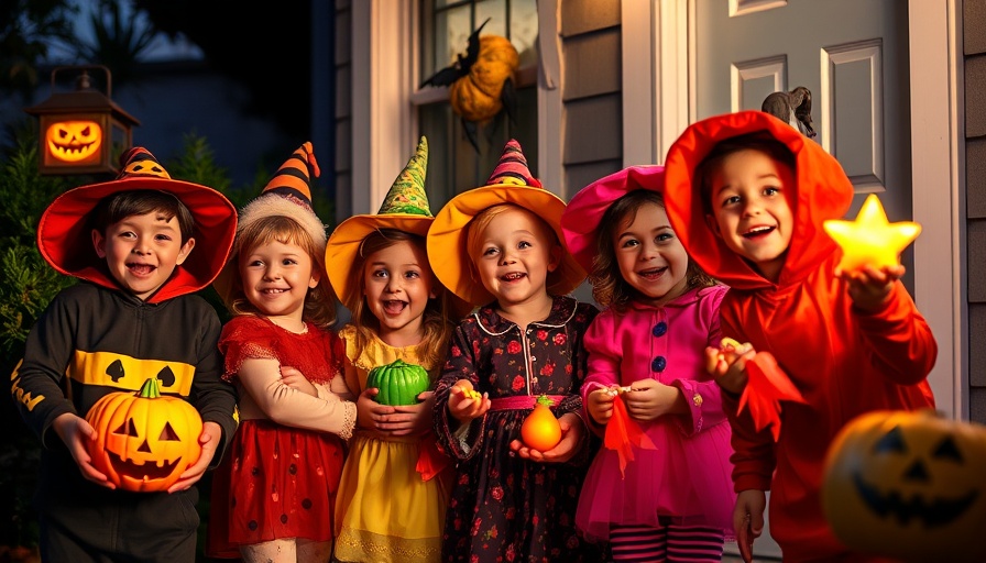 Joyful children in costumes celebrating Switch Witch Halloween tradition.