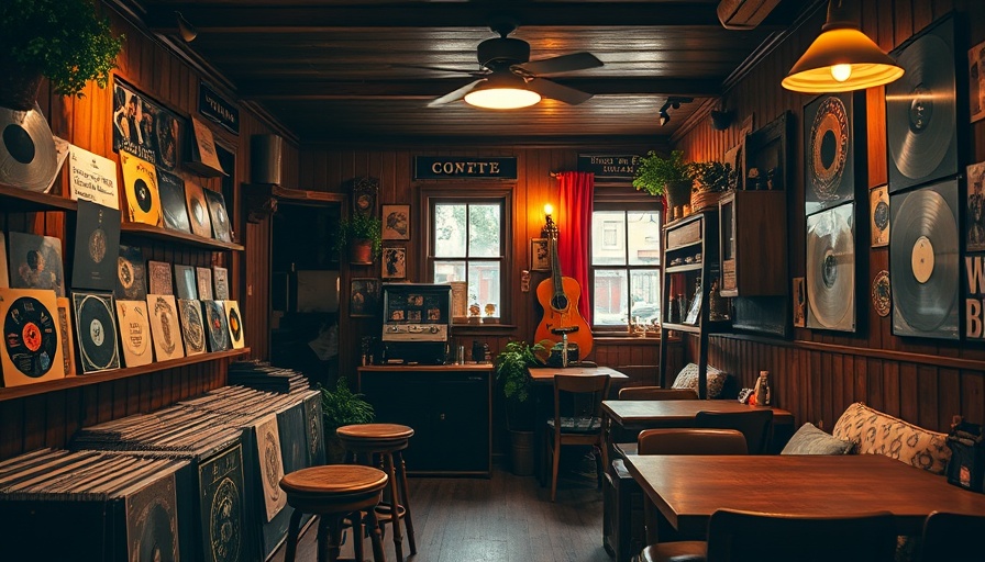 Cozy jazz kissa with wooden interiors and vinyl records, Jazz kissa culture.