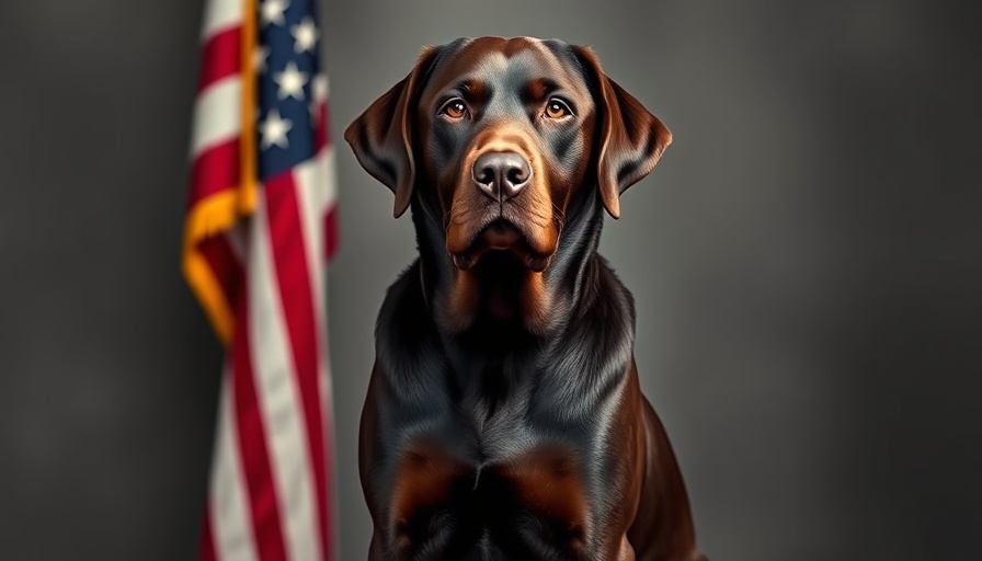 K9 Kali posed with American flag during retirement.