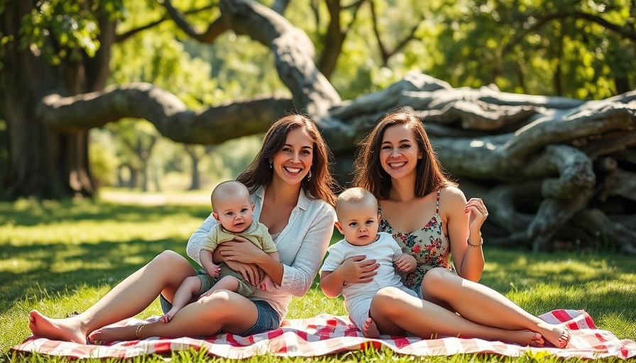 Two mothers with babies enjoying a relaxing day in a park.