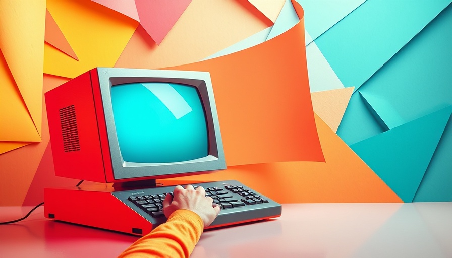 Retro computer and vibrant design in job loss recovery newsletter