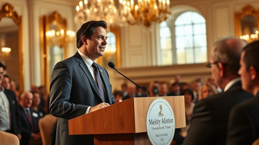 Speaker at San Antonio community event in elegant venue.