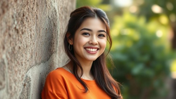 Smiling woman supporting veterans in the workplace, outdoors.