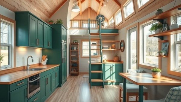 Efficient kitchen design in a modern tiny house.
