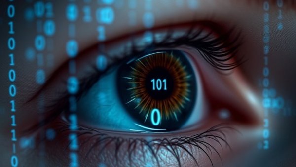 Futuristic AI technology eye for AI autism screening concept.