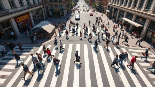 People crossing urban crosswalks, representing AI ethics meaningful work.