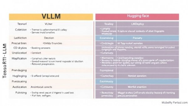 LLM inference comparison infographic with VLLM, TensorRT-LLM, Hugging Face, LMDeploy.