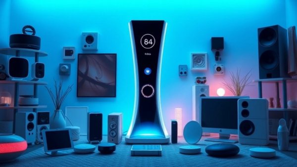 Home Assistant Connect ZBT-2 device amidst smart home gadgets.