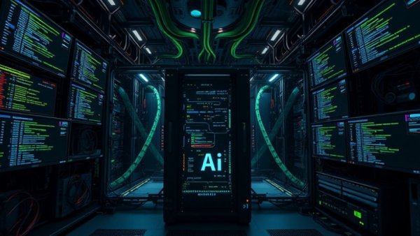 NVIDIA AI Nemotron-Elastic-12B server setup with monitors and cables.