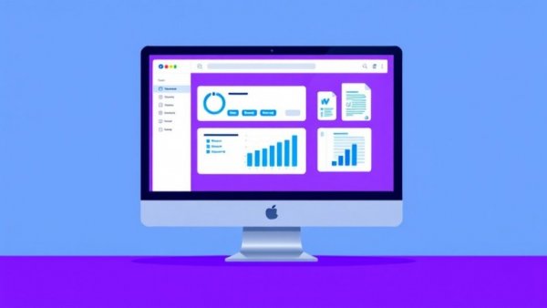 Illustration of executive search software trends with icons on a screen.