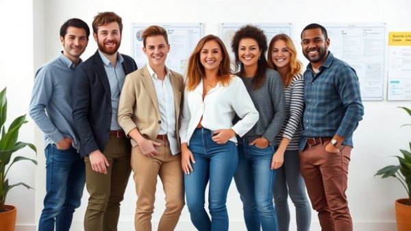 Group of employees standing together for announcements