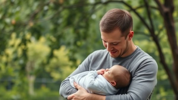 Family embracing newborn in a garden setting, 2026 baby name trends.