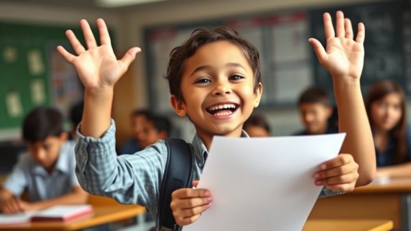 Reading Eggspress gains in literacy: joyful child celebrates success.