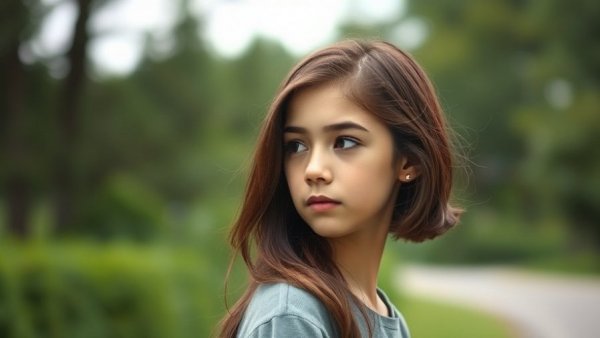 Thoughtful teenage girl outdoors, understanding teenage emotions.