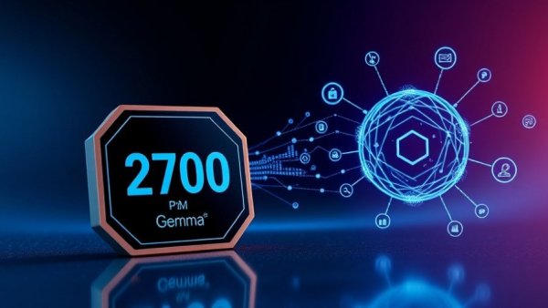 FunctionGemma AI Model transitioning concept illustration, technological elements.