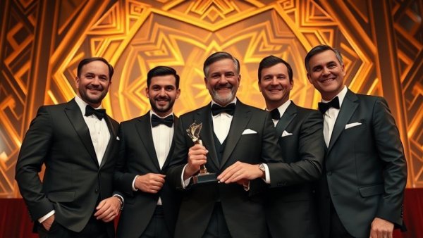 BRG Excellence Awards 2025 ceremony with winners holding an award.