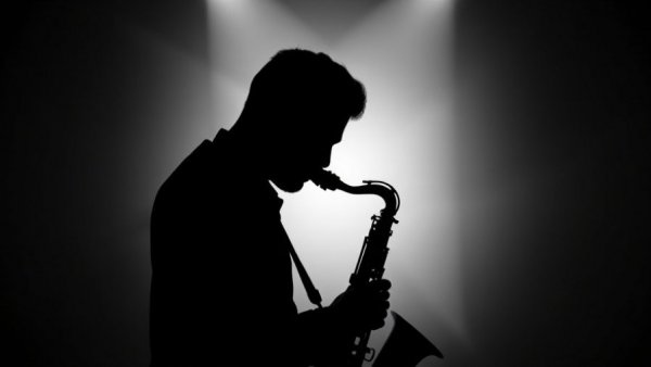 Artistic silhouette of saxophonist at San Antonio festivals.