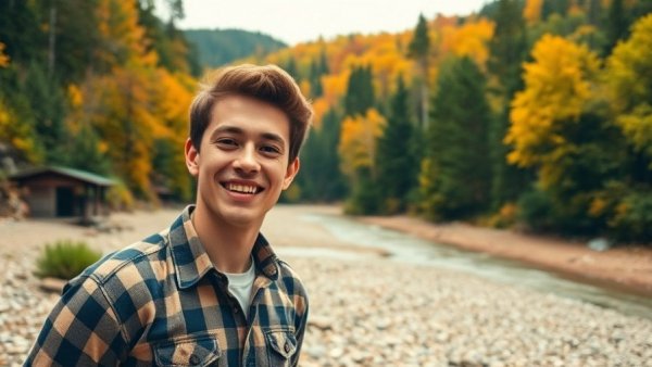 Cheerful young man in nature promotes employer branding.
