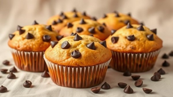 Healthy chocolate chip muffins for kids on a plate.