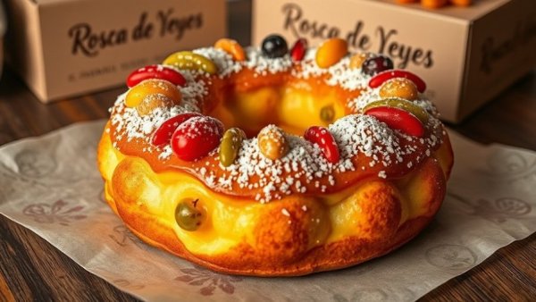 Colorful Rosca de Reyes with fruits and sugar for pre-orders.